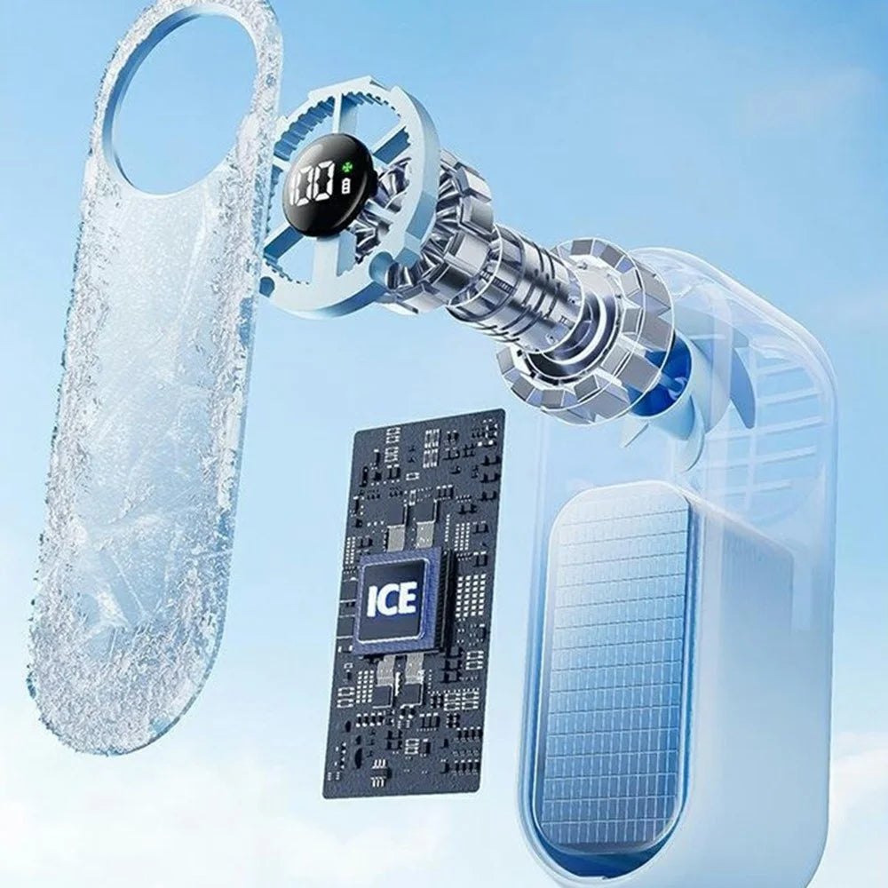 WT-F613 Mini Handheld Neck Fan 4500mAh 100-Speed Digital Display Semiconductor Cooling Fan for Indoor Outdoor - Blue - 6