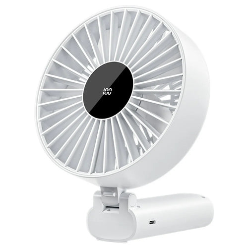 N30 Handheld Desktop Fan 4000mAh 100-Speed Levels Type-C Fast Charging 180 Degree Foldable Fan for Outdoor - White - 1