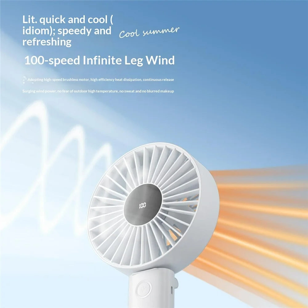 N30 Handheld Desktop Fan 4000mAh 100-Speed Levels Type-C Fast Charging 180 Degree Foldable Fan for Outdoor - White - 2