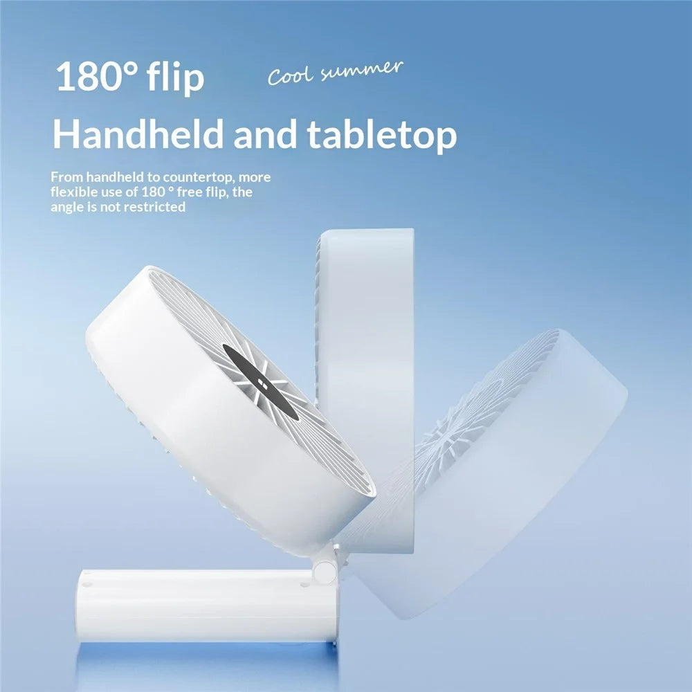 N30 Handheld Desktop Fan 4000mAh 100-Speed Levels Type-C Fast Charging 180 Degree Foldable Fan for Outdoor - White - 3