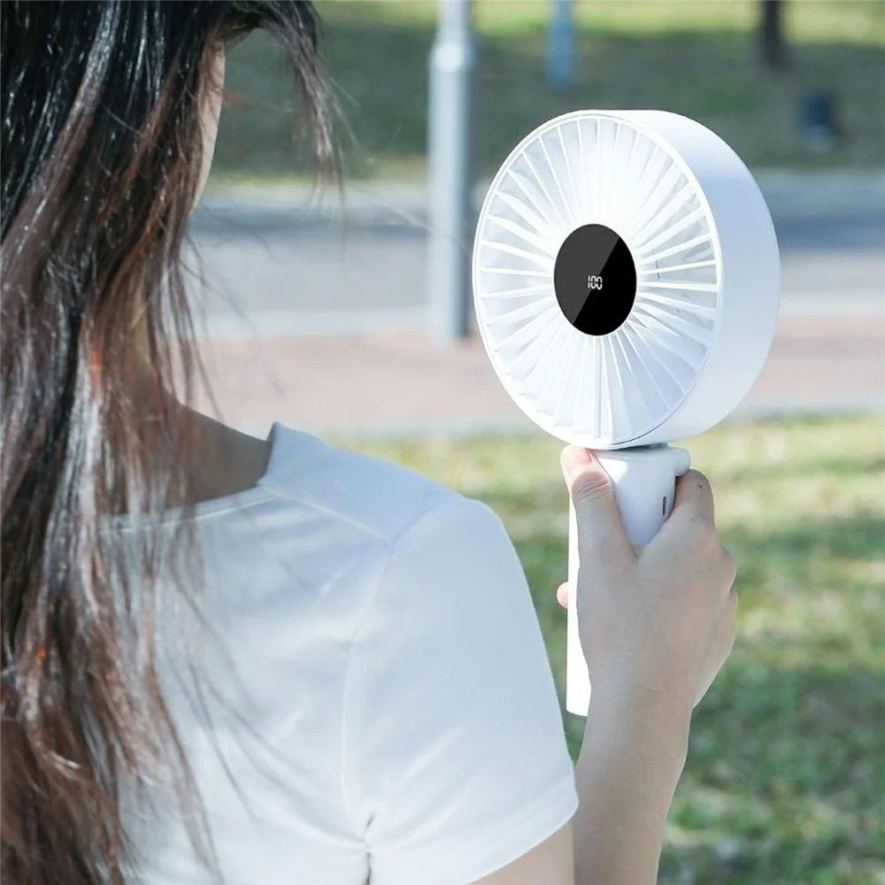 N30 Handheld Desktop Fan 4000mAh 100-Speed Levels Type-C Fast Charging 180 Degree Foldable Fan for Outdoor - White - 6