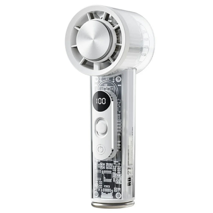 RD27 Portable Handheld Fan 3000mAh 100-Speed Levels Digital Display 16°C Ice Cooling Fan for Outdoor - White - 1
