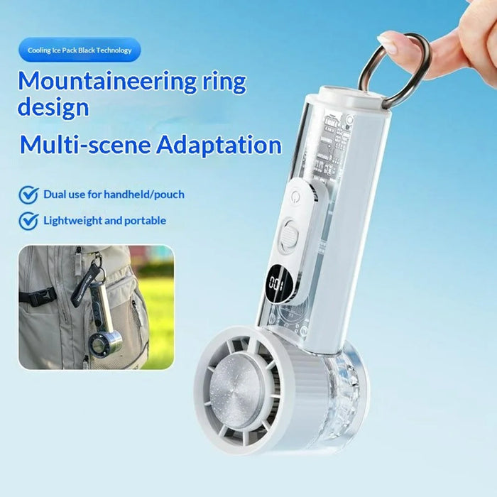 RD27 Portable Handheld Fan 3000mAh 100-Speed Levels Digital Display 16°C Ice Cooling Fan for Outdoor - White - 4