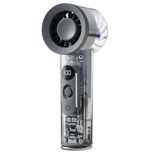 RD28 Portable Handheld Fan 100-Speed 3000mAh Digital Display Turbine Brushless Motor Type-C Fast Charging Fan for Outdoor - Grey - 1