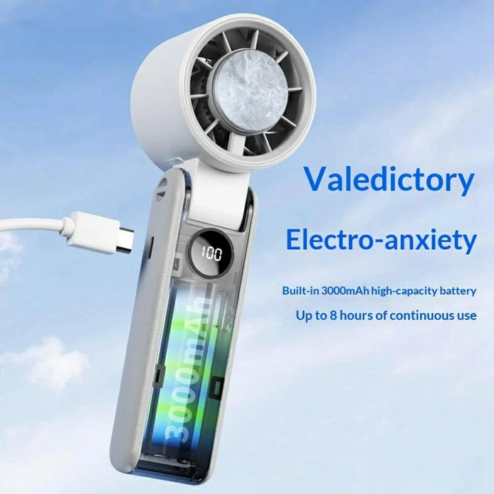 RD20 Foldable Cooling Fan 3000mAh Ice Cooling Portable Neck Hanging Handheld Desktop Mini Fan for Outdoor - White - 2