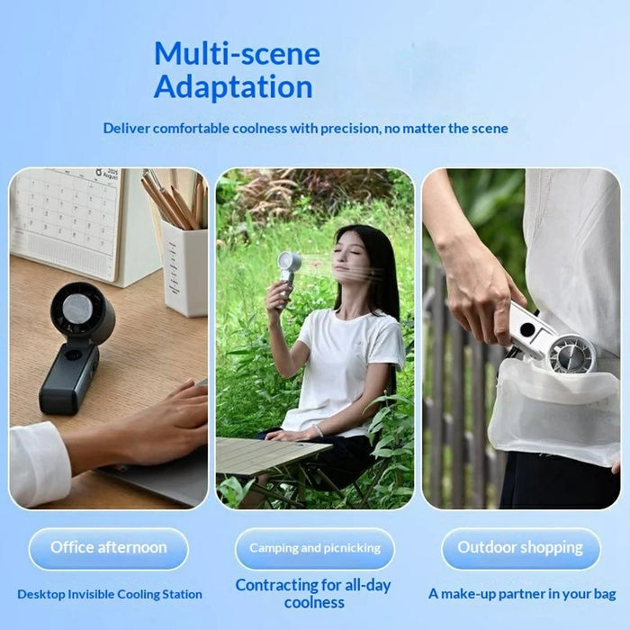 RD20 Foldable Cooling Fan 3000mAh Ice Cooling Portable Neck Hanging Handheld Desktop Mini Fan for Outdoor - White - 6