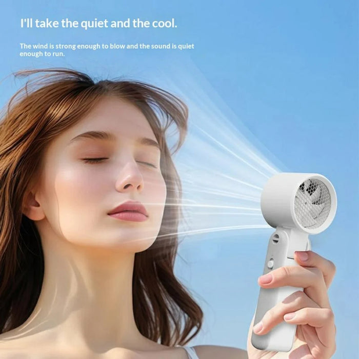 RD25 Foldable High Speed Fan 3000mAh Portable Handheld Desktop Neck Hanging Turbo Cooling Mini Fan for Office Outdoor - White - 5