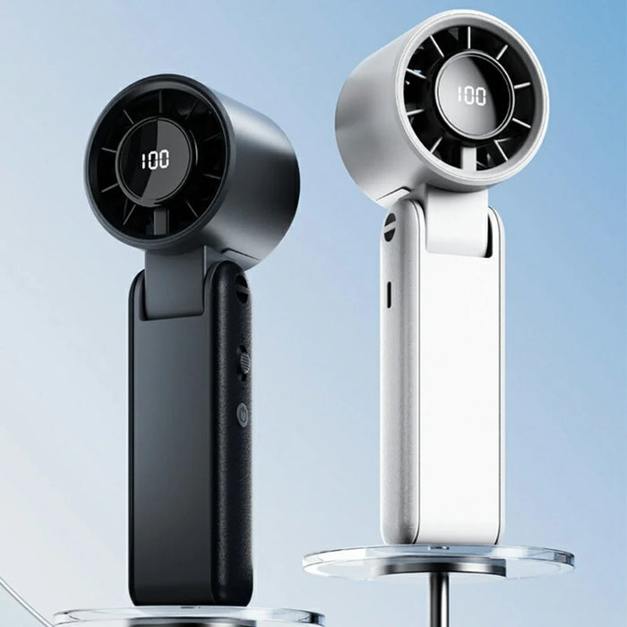 RD25 Foldable High Speed Fan 3000mAh Portable Handheld Desktop Neck Hanging Turbo Cooling Mini Fan for Office Outdoor - White - 6