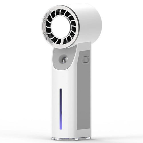 Handheld Ice Mist Fan 5-Wind Speeds 1800mAh Night Light Spray Mini Fan for Outdoor Cooling - White - 1