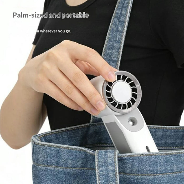Handheld Ice Mist Fan 5-Wind Speeds 1800mAh Night Light Spray Mini Fan for Outdoor Cooling - White - 2