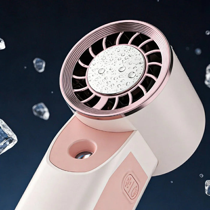 Handheld Ice Mist Fan 5-Wind Speeds 1800mAh Night Light Spray Mini Fan for Outdoor Cooling - White - 6