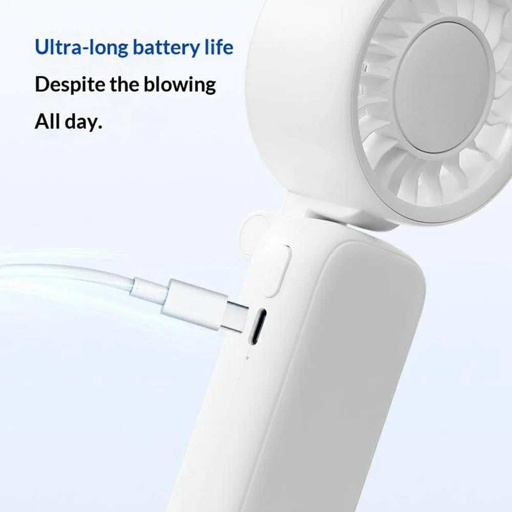 L-68 Multifunctional Handheld Foldable Clip Fan 2000mAh 6400RPM 3-Speed Portable Fan for Stroller Umbrella Desktop - White - 2