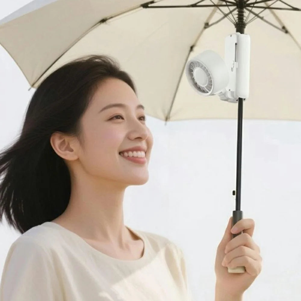 L-68 Multifunctional Handheld Foldable Clip Fan 2000mAh 6400RPM 3-Speed Portable Fan for Stroller Umbrella Desktop - White - 5