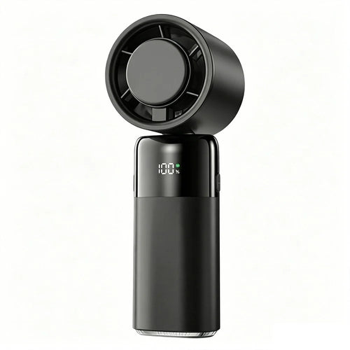 X09 Multifunctional Folding Handheld TEC Cooling Fan 3600mAh 300 Degree Rotation Neck Hanging Desktop Fan for Summer Outdoor - Black - 1