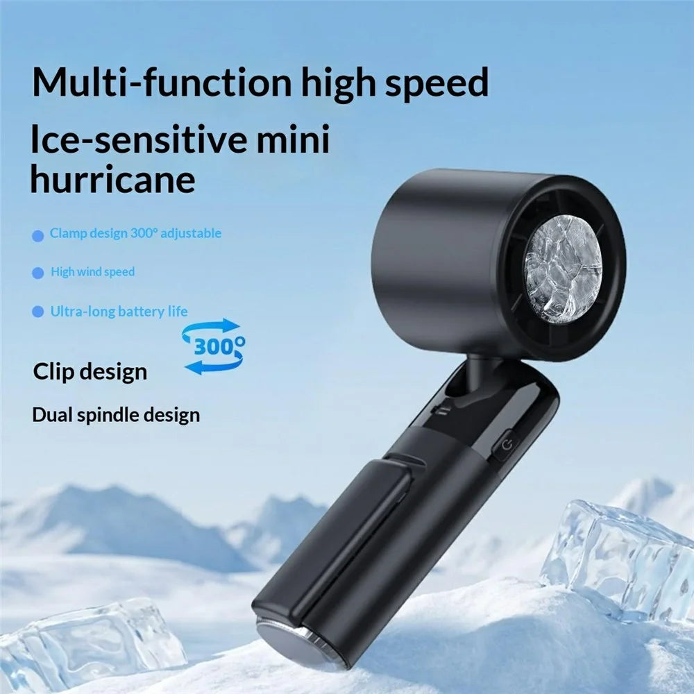 X09 Multifunctional Folding Handheld TEC Cooling Fan 3600mAh 300 Degree Rotation Neck Hanging Desktop Fan for Summer Outdoor - Black - 4