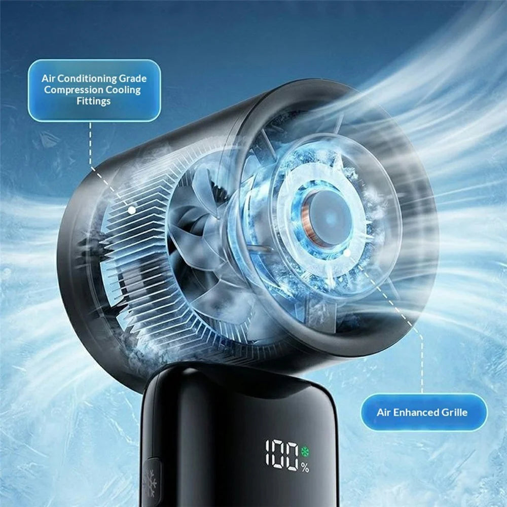 X09 Multifunctional Folding Handheld TEC Cooling Fan 3600mAh 300 Degree Rotation Neck Hanging Desktop Fan for Summer Outdoor - Black - 5