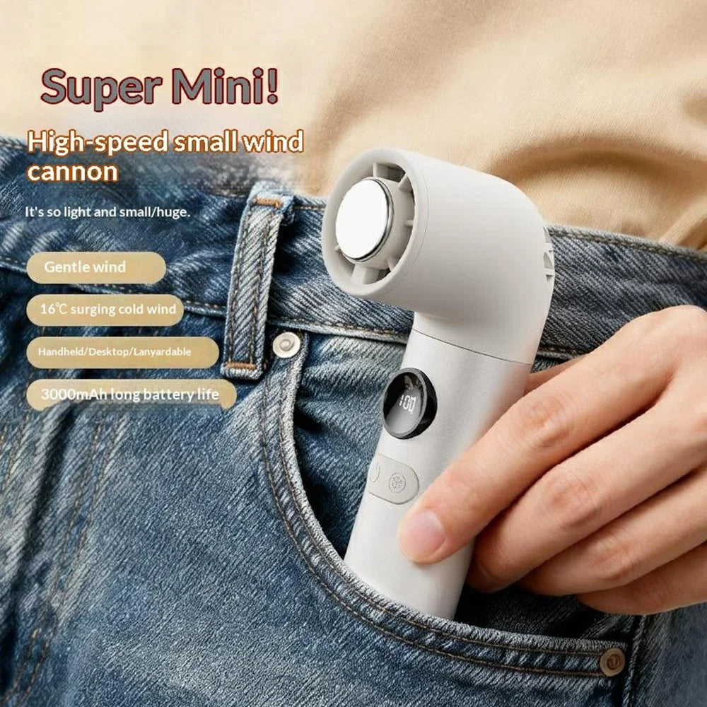 H27 Portable Handheld Cooling Fan 3000mAh 18000RPM 100-Speed Cold Compress Desktop Fan for Outdoor Travel - Champagne Gold - 4