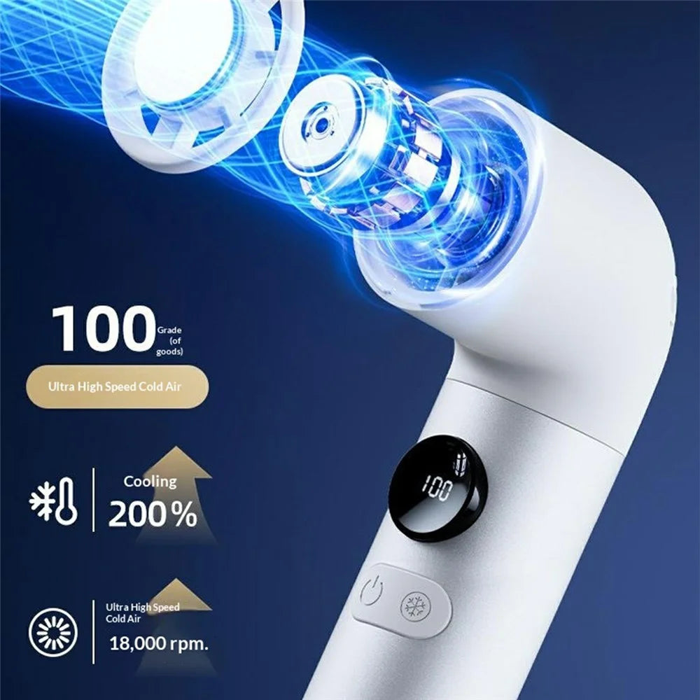H27 Portable Handheld Cooling Fan 3000mAh 18000RPM 100-Speed Cold Compress Desktop Fan for Outdoor Travel - Champagne Gold - 5