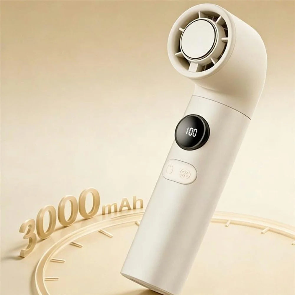 H27 Portable Handheld Cooling Fan 3000mAh 18000RPM 100-Speed Cold Compress Desktop Fan for Outdoor Travel - Champagne Gold - 6