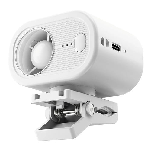 WT-F614 Mini Clip Fan 100-Speed Levels 1200mAh Battery Neck Hanging Wearable Desktop Fan for Outdoor Travel - White - 1