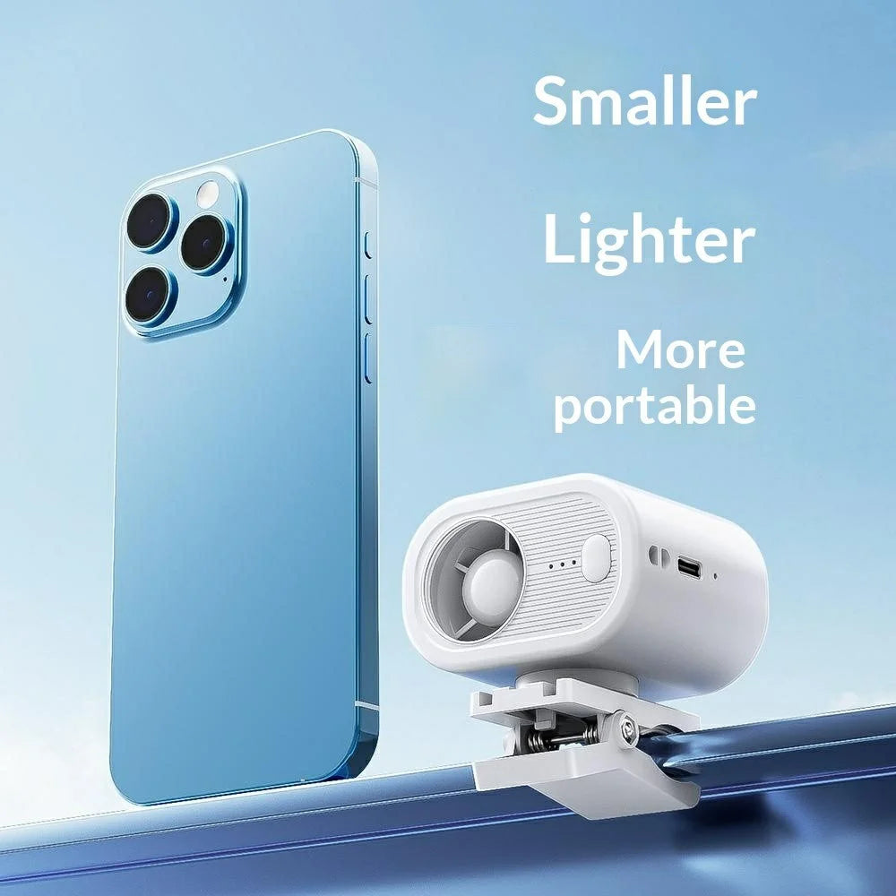 WT-F614 Mini Clip Fan 100-Speed Levels 1200mAh Battery Neck Hanging Wearable Desktop Fan for Outdoor Travel - White - 4