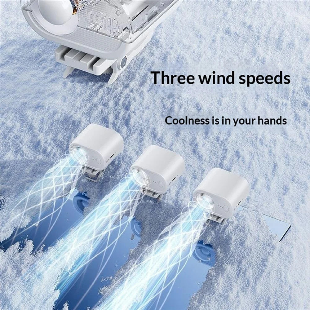 WT-F614 Mini Clip Fan 100-Speed Levels 1200mAh Battery Neck Hanging Wearable Desktop Fan for Outdoor Travel - White - 5