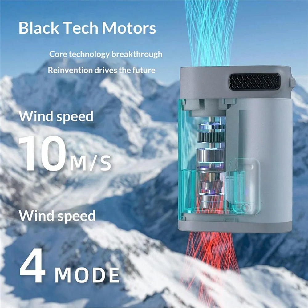 Z38 Wearable Clip Waist Fan 3000mAh 360 Degree Rotating Portable Body Cooler 4-Speed Neck Hanging Fan for Outdoor Sports - White - 7