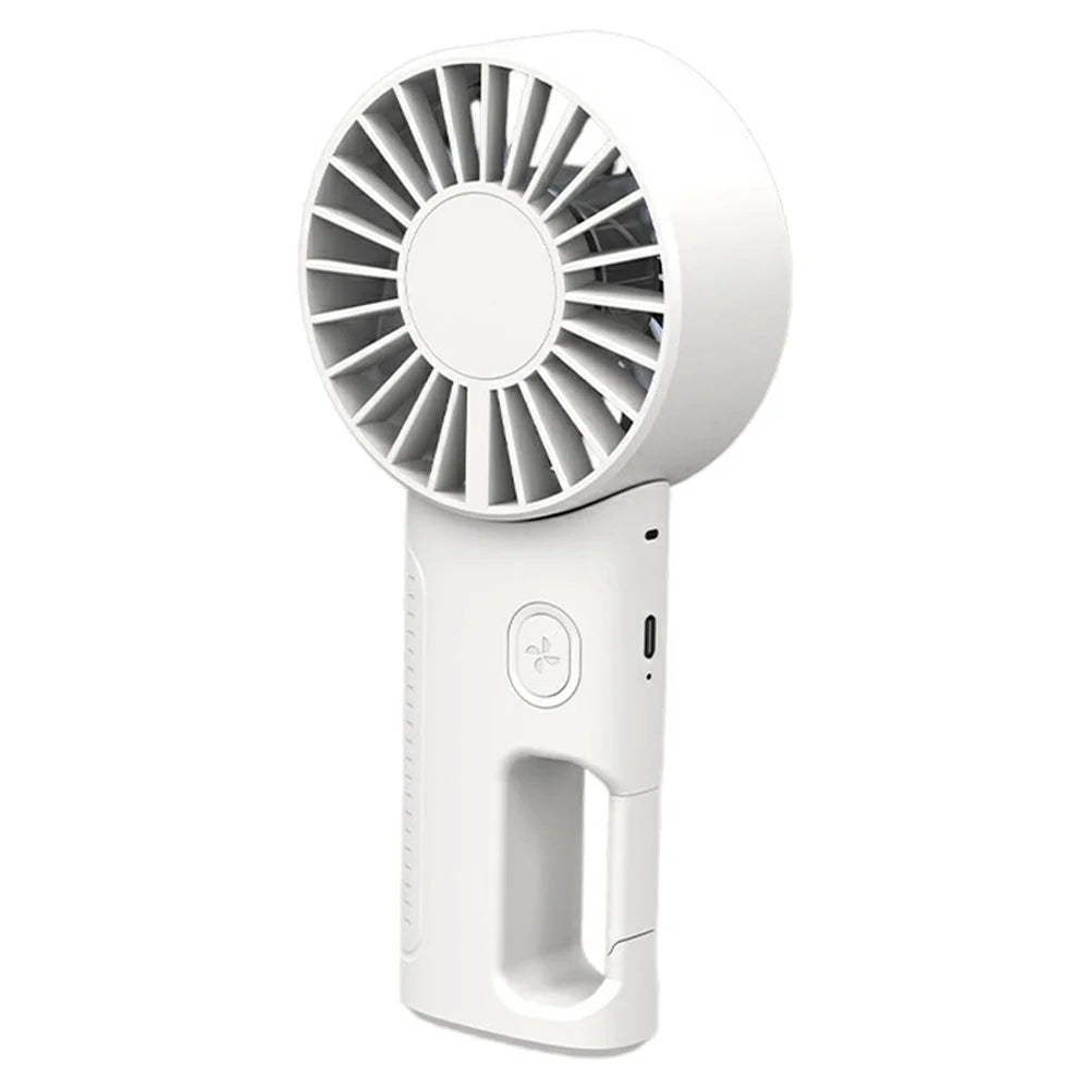 WT-JW08 Handheld Fan 2000mAh Portable Foldable USB-C Rechargeable 4-Speed Neck Hanging Fan with Lanyard for Outdoor Travel - Beige - 1