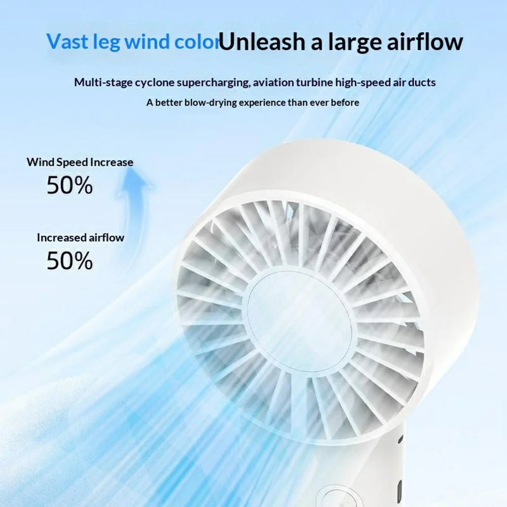 WT-JW08 Handheld Fan 2000mAh Portable Foldable USB-C Rechargeable 4-Speed Neck Hanging Fan with Lanyard for Outdoor Travel - Beige - 3