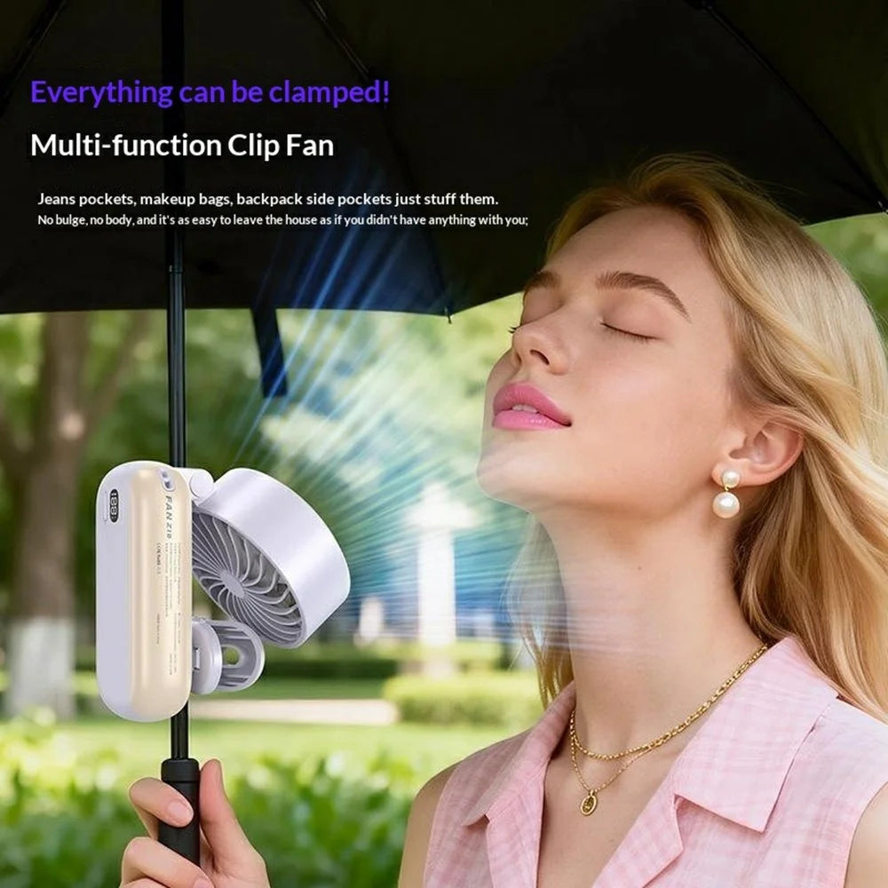 Z10 Handheld Clip Fan 360 Degree Rotation LED Display 100-Speed 4000mAh Portable Ice Cooling Fan for Outdoor - Purple - 2