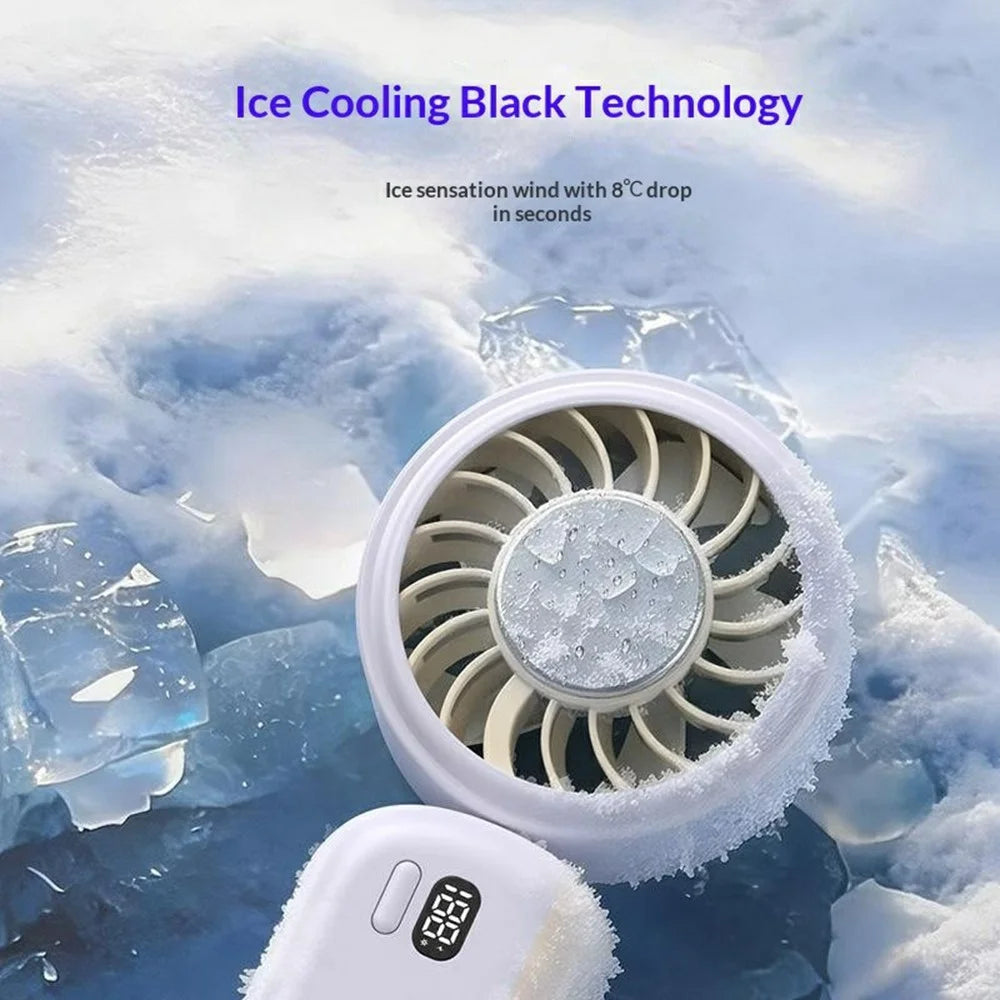 Z10 Handheld Clip Fan 360 Degree Rotation LED Display 100-Speed 4000mAh Portable Ice Cooling Fan for Outdoor - Purple - 3