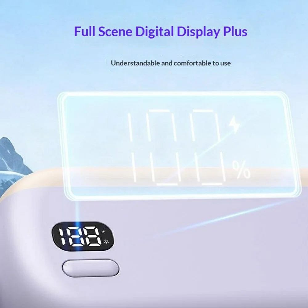 Z10 Handheld Clip Fan 360 Degree Rotation LED Display 100-Speed 4000mAh Portable Ice Cooling Fan for Outdoor - Purple - 4