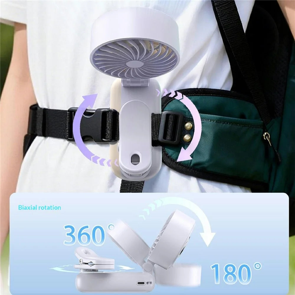 Z10 Handheld Clip Fan 360 Degree Rotation LED Display 100-Speed 4000mAh Portable Ice Cooling Fan for Outdoor - Purple - 5
