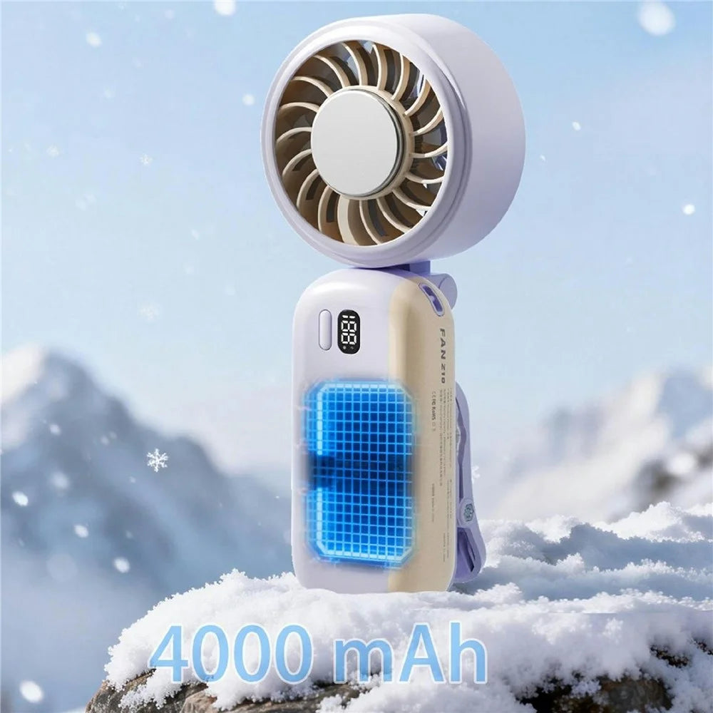 Z10 Handheld Clip Fan 360 Degree Rotation LED Display 100-Speed 4000mAh Portable Ice Cooling Fan for Outdoor - Purple - 6