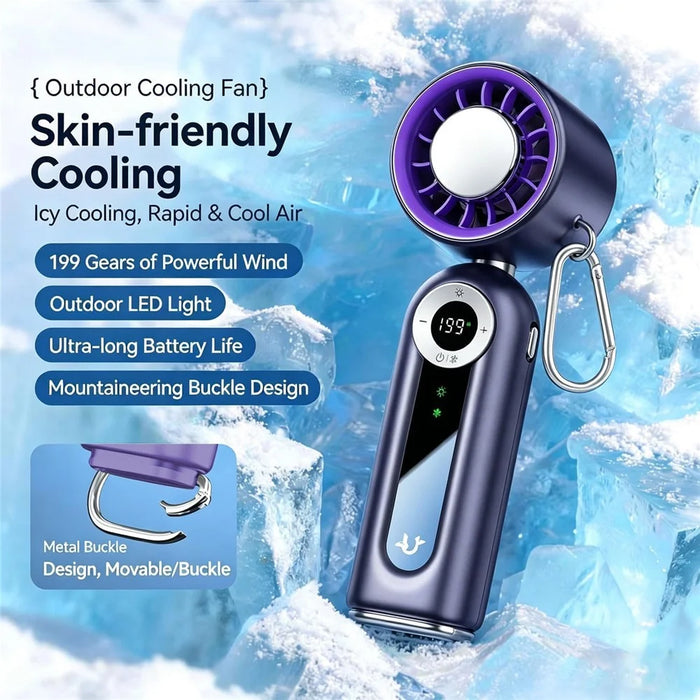 JF163 3-in-1 Portable Cooling Fan 4000mAh USB-C Rechargeable Desktop Handheld Foldable Neck Hanging Fan - Grey - 2