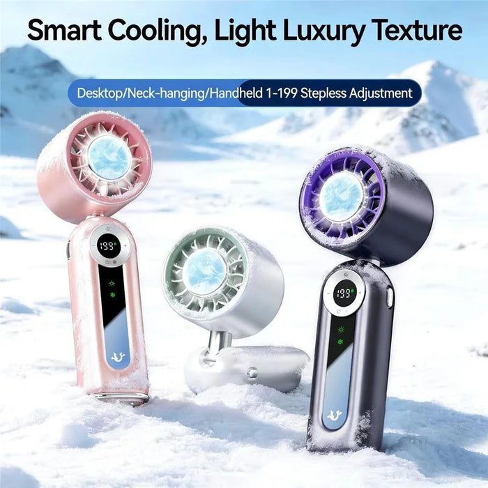 JF163 3-in-1 Portable Cooling Fan 4000mAh USB-C Rechargeable Desktop Handheld Foldable Neck Hanging Fan - Grey - 5