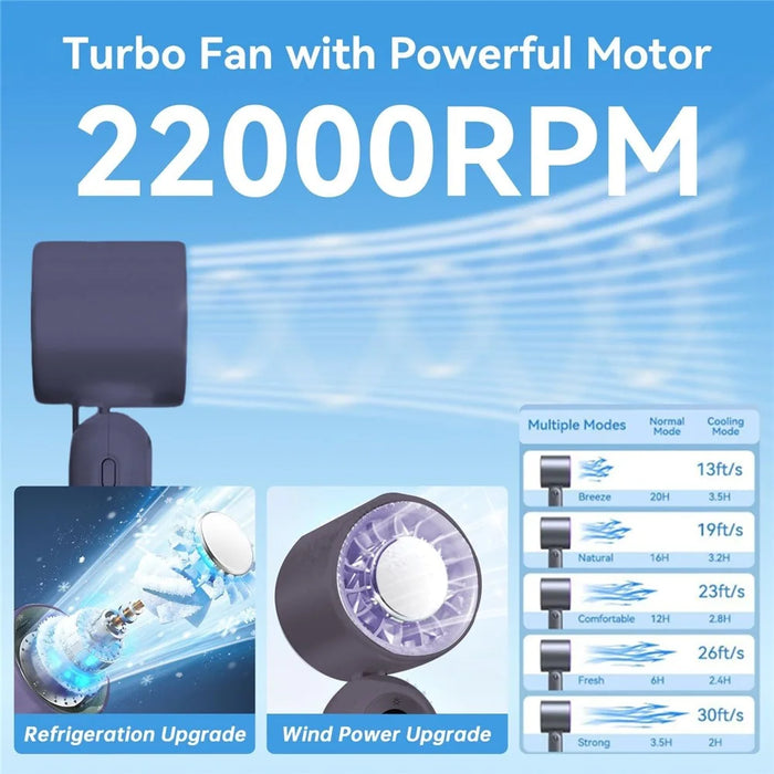 JF163 3-in-1 Portable Cooling Fan 4000mAh USB-C Rechargeable Desktop Handheld Foldable Neck Hanging Fan - Grey - 6