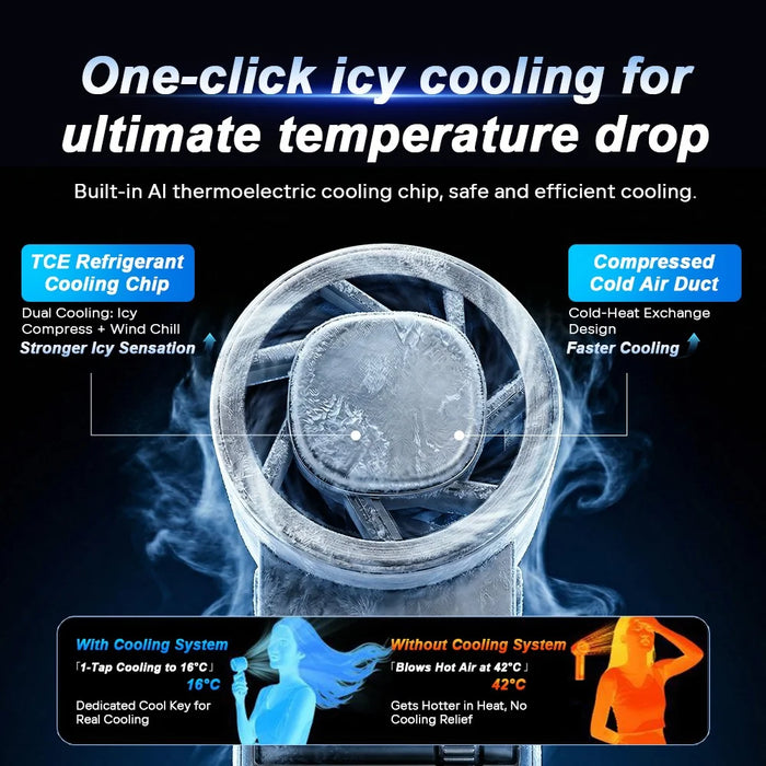 JF181 Handheld Portable Fan 6000mAh Type-C Rechargeable USB Semiconductor Cooling Fan with LED Light - 6