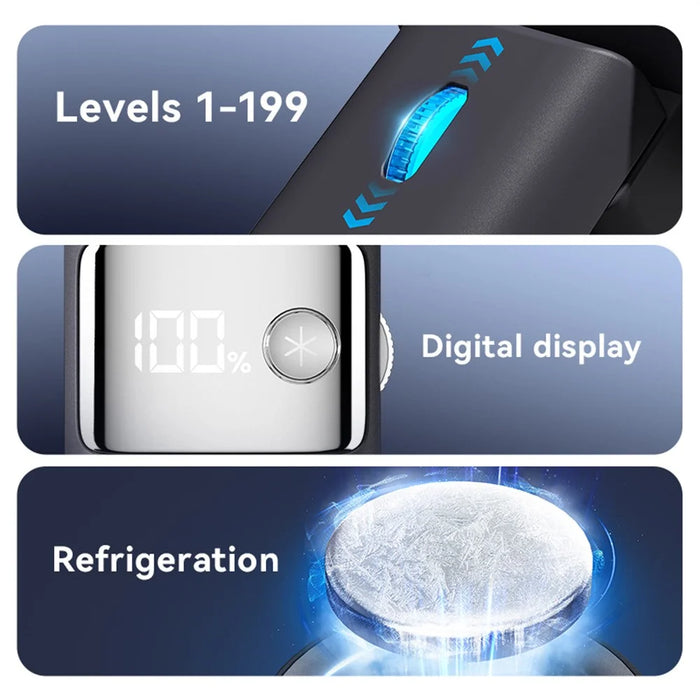 JF132 Handheld Cooling Fan Foldable 199-Speed 3000mAh Digital Display USB-C Portable Desktop Cooler Fan - Black - 4