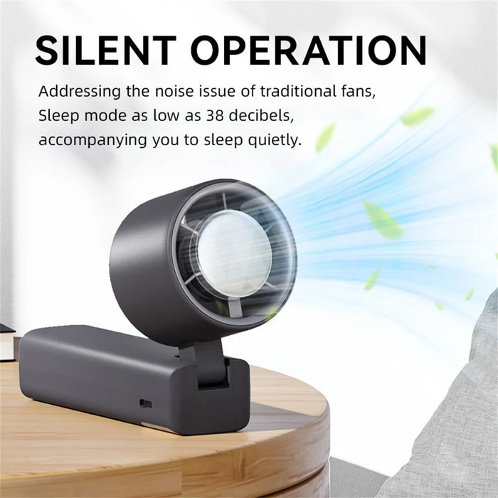 JF132 Handheld Cooling Fan Foldable 199-Speed 3000mAh Digital Display USB-C Portable Desktop Cooler Fan - Black - 5
