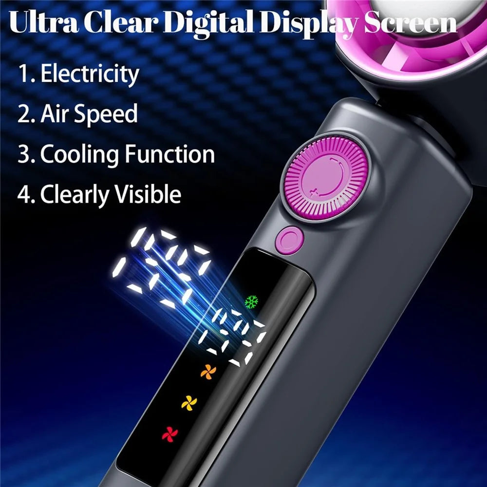 JF139 Portable Handheld Fan 4000mAh Digital Display 199-Speed USB Rechargeable Cooling Fan for Outdoor Office - Grey - 4
