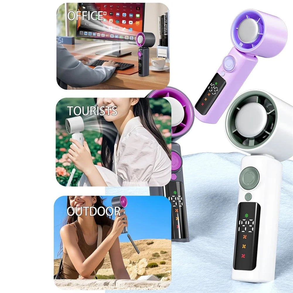 JF139 Portable Handheld Fan 4000mAh Digital Display 199-Speed USB Rechargeable Cooling Fan for Outdoor Office - Grey - 7