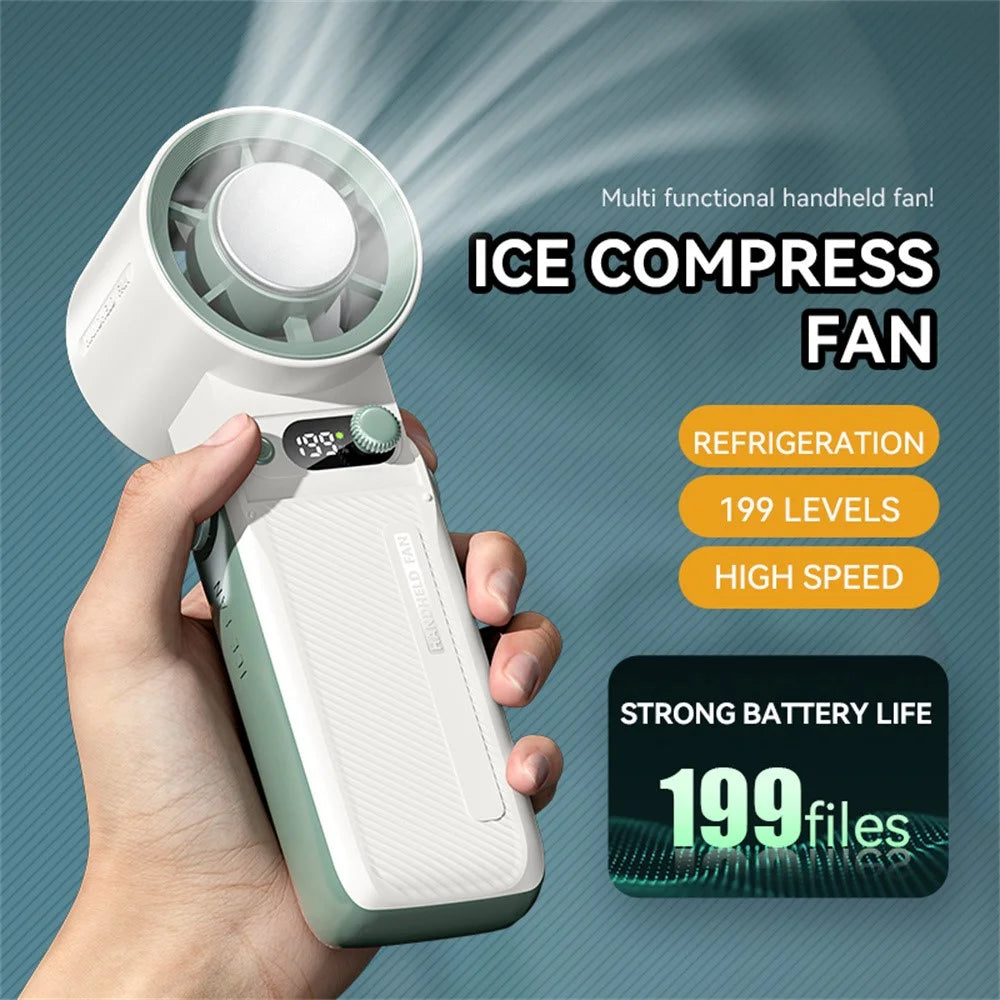 JF168 Handheld Cooling Fan 6000mAh 199-Speed Levels Foldable Desktop Neck Hanging Fan for Office Outdoor - Grey - 4