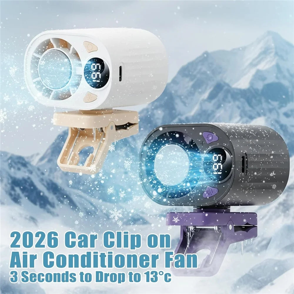 X30 Portable Turbo Cooling Clip Fan LED Display 1800mAh USB-C Fast Charging Waist-Mounted Handheld Fan for Car Outdoor - Black - 2