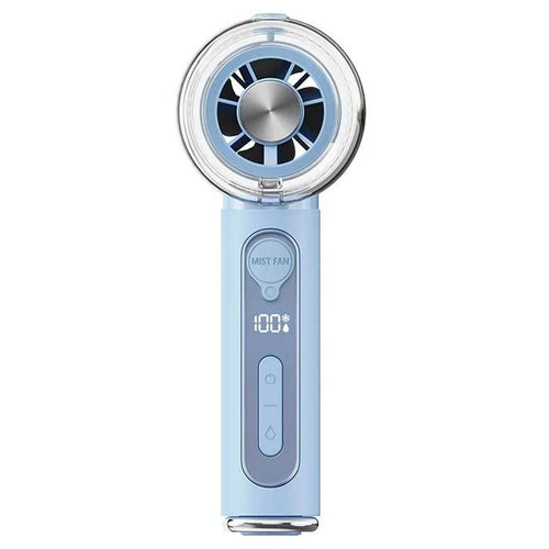 Y72 Portable Handheld Fan 3000mAh 5-Speed Smart Digital Display Ice Spray Mist Cooling Fan for Outdoor Camping Sports - Blue - 1