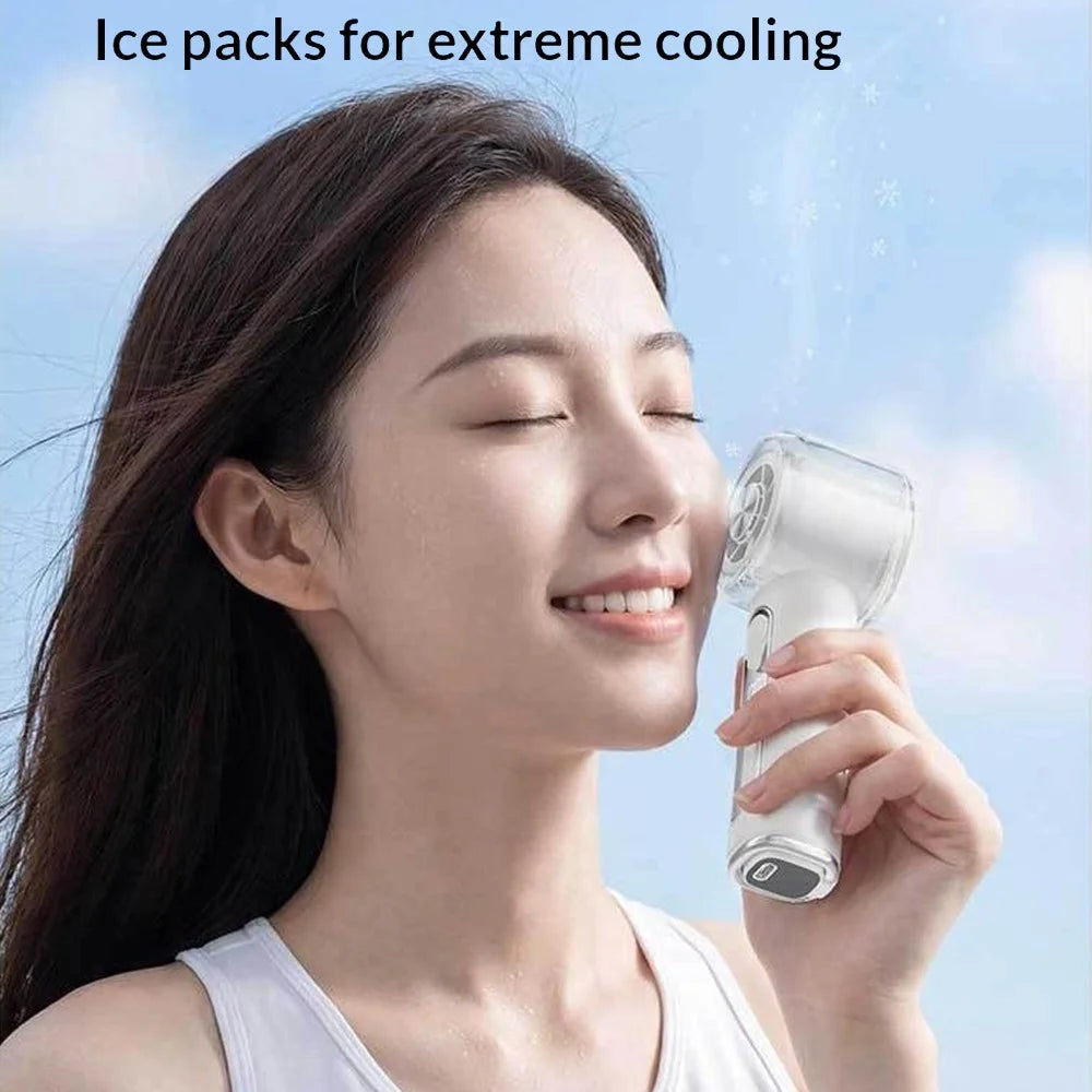 Y72 Portable Handheld Fan 3000mAh 5-Speed Smart Digital Display Ice Spray Mist Cooling Fan for Outdoor Camping Sports - Blue - 4