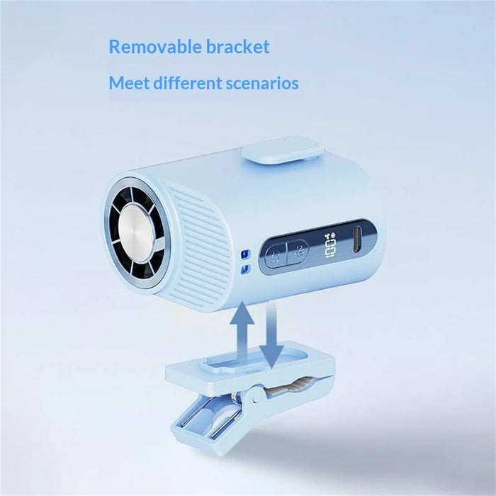 Y66 Waist Fan 2000mAh Semiconductor Cooling 5-Speed Digital Display Clip-on Portable Fan for Outdoor Sports - Blue - 3