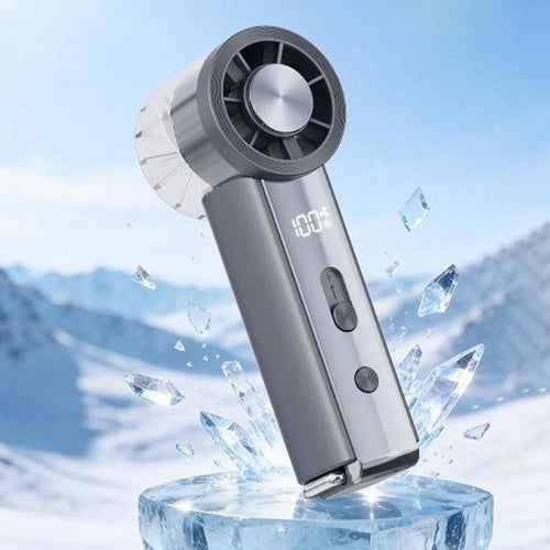 Y63 Handheld Mini Fan Ice Compress Cooling 3000mAh USB-C HD Display Portable Fan for Outdoor Hiking - Grey - 1