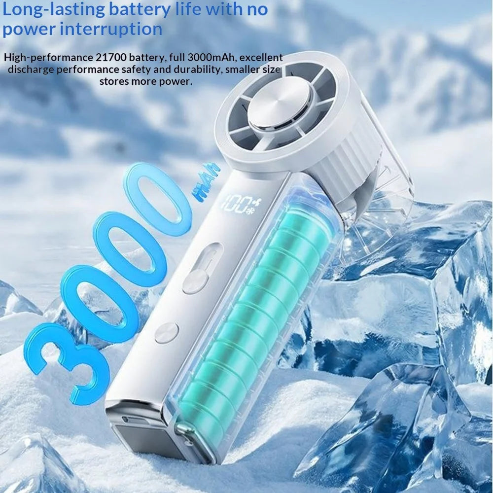 Y63 Handheld Mini Fan Ice Compress Cooling 3000mAh USB-C HD Display Portable Fan for Outdoor Hiking - Grey - 4