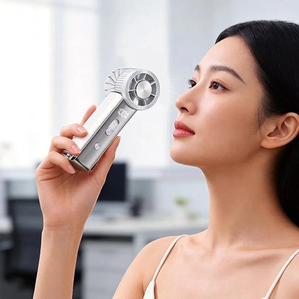 Y63 Handheld Mini Fan Ice Compress Cooling 3000mAh USB-C HD Display Portable Fan for Outdoor Hiking - Grey - 6